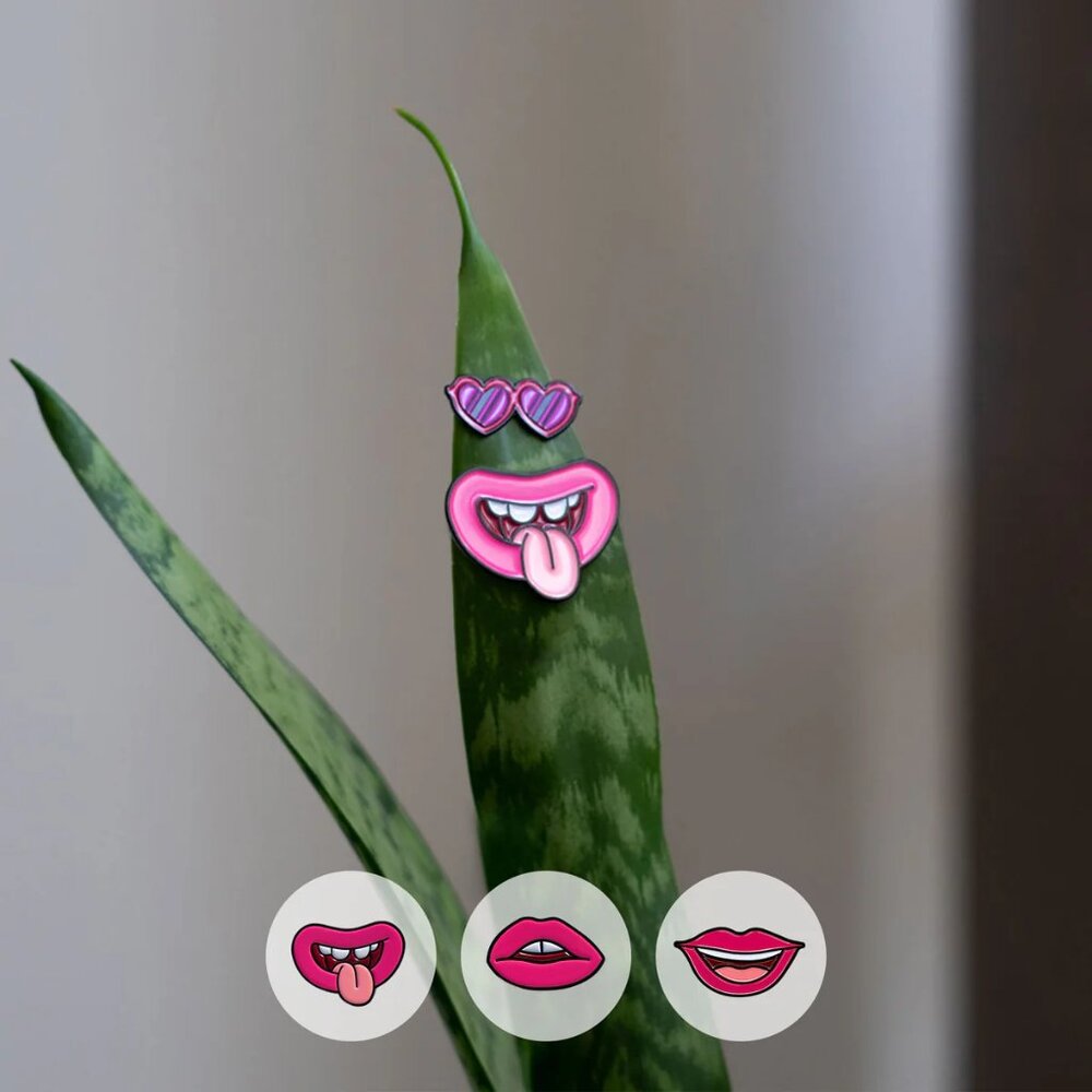 NEW! two sets of Plant Magnets Plant Charms 7 in total - lips x3 sunglasses x4
